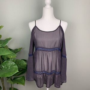 Paper Crane Long Sleeve Cold Shoulder Top